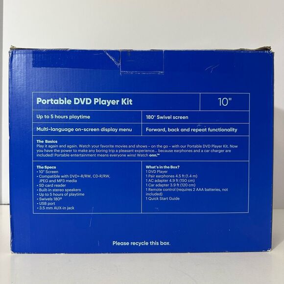 Onn 10” Portable DVD Player - Picture 3 of 10
